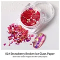Iridescent strawberry red aurora glass paper fragments for irregular nail art designs - 01# Crushed Ice Cellophane