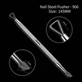 Professional dual-ended stainless steel nail cuticle pusher and scraper tool for manicure - Removal Ring Flat Head Style (cj906) / Length 145mm