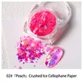 02# Peach Aurora Nail Flakes with Irregular Ice Crushed Glass Paper Effect - 02# Crushed Ice Cellophane