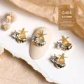 Zircon shell and starfish nail art charms with gold finish and luxury sparkle. - Gold Shell Starfish (G484) / 4 Pieces/Pack (8.5*9mm)