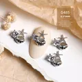 Silver starfish shell nail charms with sparkling zircon for luxury DIY manicure art - Silver Shell Starfish (G485) / 4 Pieces/Pack (8.5*9mm)
