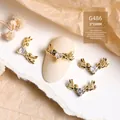 Elegant heart-shaped zircon nail art charm with golden angel wings for DIY manicure design - Gold Angel Wing Heart (G486) / 4 Pieces/Pack (5*13mm)