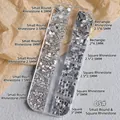 Set di 12 griglie di strass per nail art con punte tonde e quadrate trasparenti - Strass Rotondo e Strass Quadrato (05#)