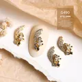 Bijou d'ongle étoile en zircon doré de luxe pour décoration nail art 3D, 6x13,5 mm - Météore Pentagramme Or (G490)