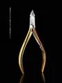 Professional manicure cuticle nipper tool with premium golden handles and stainless steel blades - Gold Handle Style (d501)