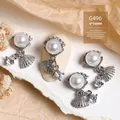 Charmes d'ongles élégants en zircon avec perles et pendentifs queue de sirène, 9x14mm - Queue de Poisson Perle Pendante Argent (G496)