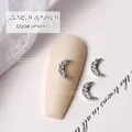 Luxury silver crescent moon nail charms with shimmering zircon inlay for elegant nail art - Crescent Moon Style (G563#)