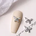 Shiny silver zircon butterfly nail art charm jewel for professional manicure 8x6mm - Butterfly Style (G565#) / 8x6mm / Silver
