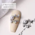 Elegant silver zircon pearl nail art charms for DIY manicure G569 - Pearl Rhinestone Luxury Style (G569#)