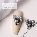 Elegant silver heart-shaped nail art charm with white pearls for luxury DIY manicure - Pearl Heart Style (G570#)
