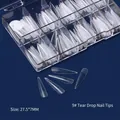 Size 9 ultra-thin traceless waterdrop-shaped transparent nail tips with storage case - Long Stiletto / 09# (100 Pieces)