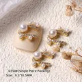 Charme de nail art en zircon doré et perle en emballage individuel - Forme de Demi-Anneau de Perles (G550#)