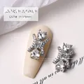 Silver heart-shaped zircon nail charm in star rabbit design, variant G571# - Star Rabbit Style (G571#)