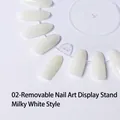 Detachable oval nail art color display plate featuring milk white plastic tips - Round Color Card Display Board / 5 Pieces / Natural Color