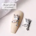 Sparkling silver butterfly zircon nail art charms with pendant detail for manicure - Butterfly Pendant Style (G572#)