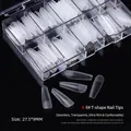 Size 6 T-shape ultra-thin traceless matte clear nail tips refill with storage box - T-Shaped / 06# (100 Pieces)