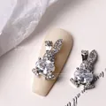 Sparkling silver rabbit shaped nail art charm with clear zircons and luxury finish - Rhinestone Rabbit Style (G574#)