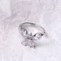 Elegant silver butterfly ring with sparkling cubic zirconia crystals for women jewelry - Butterfly Shape Ring (G576#)