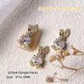 Charme à ongles en forme de lapin doré scintillant avec incrustation de zircon, 9x16,5 mm - Forme de Lapin Doré (G556#)
