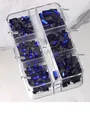 Estrás para nail art azul y negro de alta calidad con parte trasera plana en caja de 6 rejillas - Estilo 09 / Azul Oscuro Negro