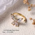 Bague à ongles élégante en forme de papillon doré avec des zircons étincelants pour femme - Bague d'Ongle Papillon (G557#)