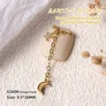 Élégante breloque d'ongle dorée avec étoile, lune et chaîne avec incrustation de zircon. - Pendentif Chaîne Étoile et Lune (G560#)