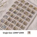 Strass en cristal carré multi-facettes pour nail art, effet pierre de lune, 10x10mm - Style Carré (zqsp0157) / Pièce unique / Clair de Lune