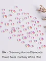 Aurora mermaid round beads for nail art in fantasy white mixed sizes candy colors - Mermaid Beads (04-Iridescent White Aurora Mix) / 100 Pieces/Pack (Mixed Sizes)
