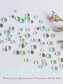 Mix of iridescent mermaid aurora nail art beads in various sizes for manicure decoration - Mermaid Beads (05-Blue/Green/White Mix) / 100 Pieces/Pack (Mixed Sizes)