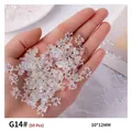 Aurora iridescent resin bow-knot nail art charms, 50 pieces per pack, SKU G14 variant - 50 Pieces/Pack (10*12mm)