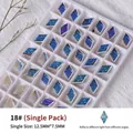 Cristal d'ongle losange iridescent Modèle 18# avec réfraction facettée, en pack individuel. - Style Losange (zqsp0157) / Pièce unique / Couleur AB