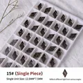 Pendentif en cristal pour nail art gris gaufré en losange, modèle 15# 12,5x7,5mm - Style Losange (zqsp0157) / Pièce unique / Noir transparent