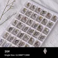 Strass pour nail art en cristal de lune en forme de losange, pack de 16#, taille 12,5x7,5 mm - Style Losange (zqsp0157) / Pièce unique / Clair de Lune