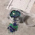 17# Large hexagonal nail art glitter sequins in blue and green tones - 17 Blue Green Iridescent