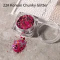 No. 22 magenta chunky hexagonal glitter sequins for nail art decoration - 22 Rose Red Mixed