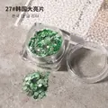 27# Chunky green hexagonal nail art glitter flakes for creative manicure and DIY crafts - 27 Green