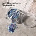 Iridescent blue hexagonal chunky nail art glitter sequins No. 29 in a clear square jar - 29 Laser Blue Purple