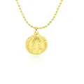 Close-up of gold Saint Benedict medal pendant with ball chain necklace - St. Benedict Medal Style (218) / Gold