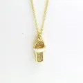 Detailed view of a gold-toned slipper pendant necklace with sparkling crystals and enamel. - Flip Flop Drip Oil Style (aa6)