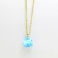 Creative light blue coffee cup enamel pendant necklace with gold chain for women - Blue
