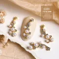 Charmes d'ongles élégants en perles et zircons dorés, modèle G501, 7,5x18,5 mm - Météore Queue de Poisson Or (G501)