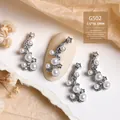 Charmes à ongles sirène en perles blanches élégantes avec zircon brillant de luxe - Météore Queue de Poisson Argent (G502)