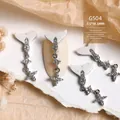Bijou d'ongle G504 queue de sirène avec glands en zircon et étoiles pour nail art - Queue de Poisson Pompon Pendante Argent (G504)