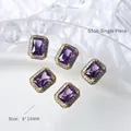 Luxury purple rectangular zircon nail art decoration with gold halo, 8x10mm size - Purple Gold Style (G516) / 1 Piece (8*10mm)