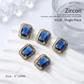 Luxury sea blue square nail art crystals with gold halo stones for manicure - Sea Blue Gold Style (G518) / 1 Piece (8*10mm)
