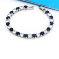 Versilbertes Tennisarmband mit blauen und weißen Zirkoniasteinen - Silber Blau-Weißer Stein Stil / Silber