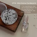 White Christmas tree nail art zircon kit with mixed pearls and rhinestones - White Material Package