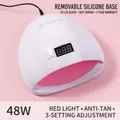Professional 48W LED UV nail lamp phototherapy machine with a removable pink silicone base - 48W Plug-in Version / White