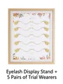 Japanese style eyelash display frame with 5 pairs of magnetic clover applicators - Wood Color Display Board + 5 Pairs Clover Try-on Tools