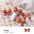 Dije de lazo 3D esmerilado caqui para manicura con elegante diseño de encaje hueco - Estilo Lazo de Encaje / 1 Pieza / Caqui